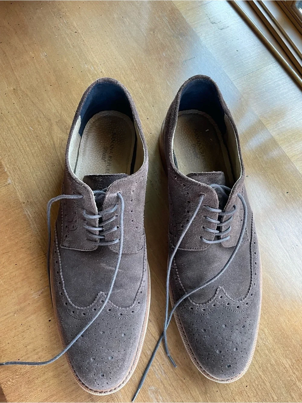 Banana Republic Men's Brown Suede Brogue Wingtip Oxfords Size 13